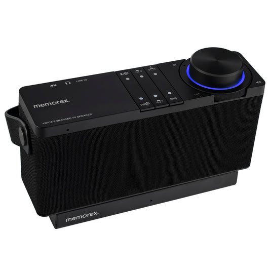 Memorex MX-CLRTV100 Wireless TV Sound Enhancing Speaker | Bluetooth, 3D Surround Sound, Clear Voice Technology, Long Battery Life | HDMI/Optical Connectivity, Private Listening, and Wireless Charging