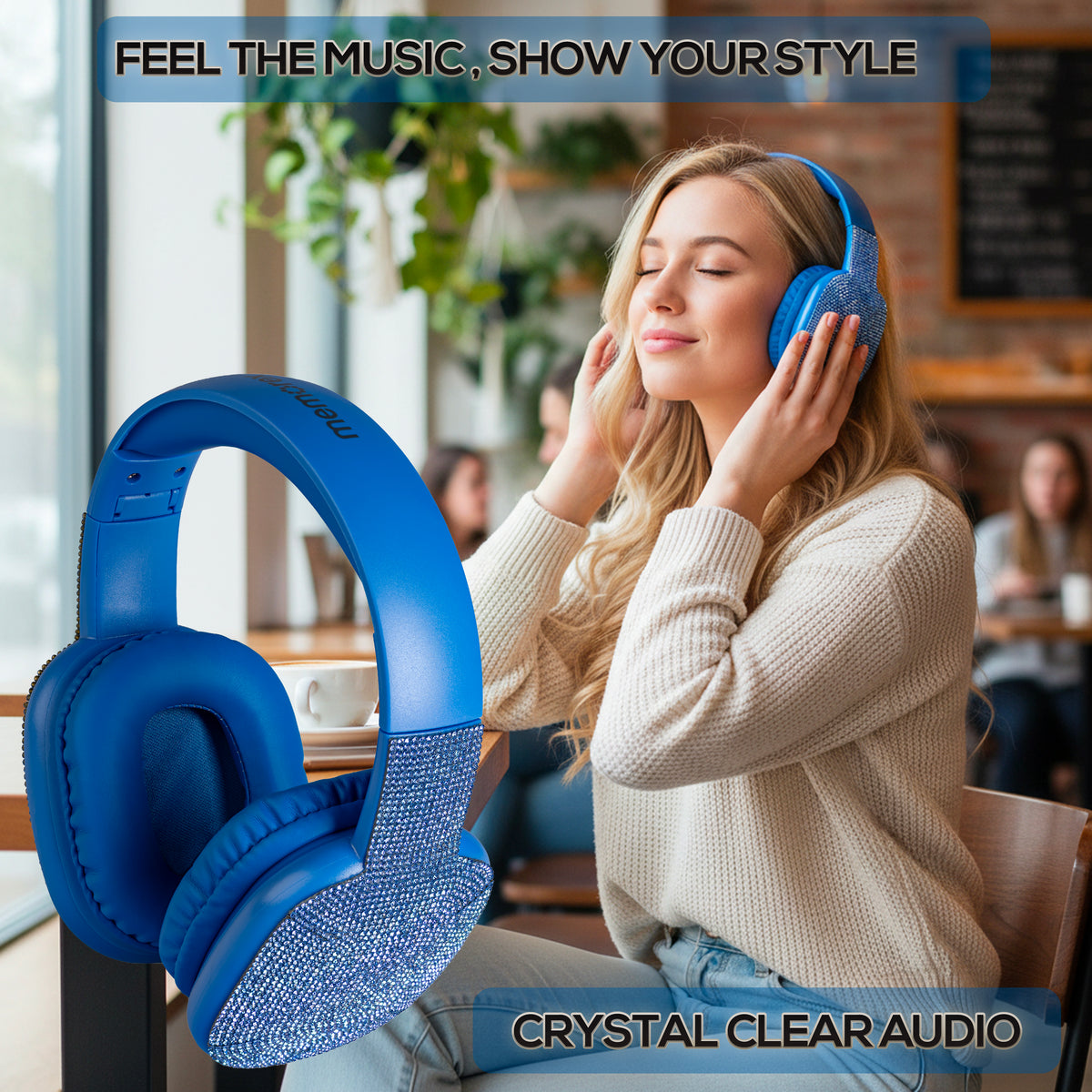 Memorex Faux Diamond-Encrusted Wireless Bluetooth Headphones
