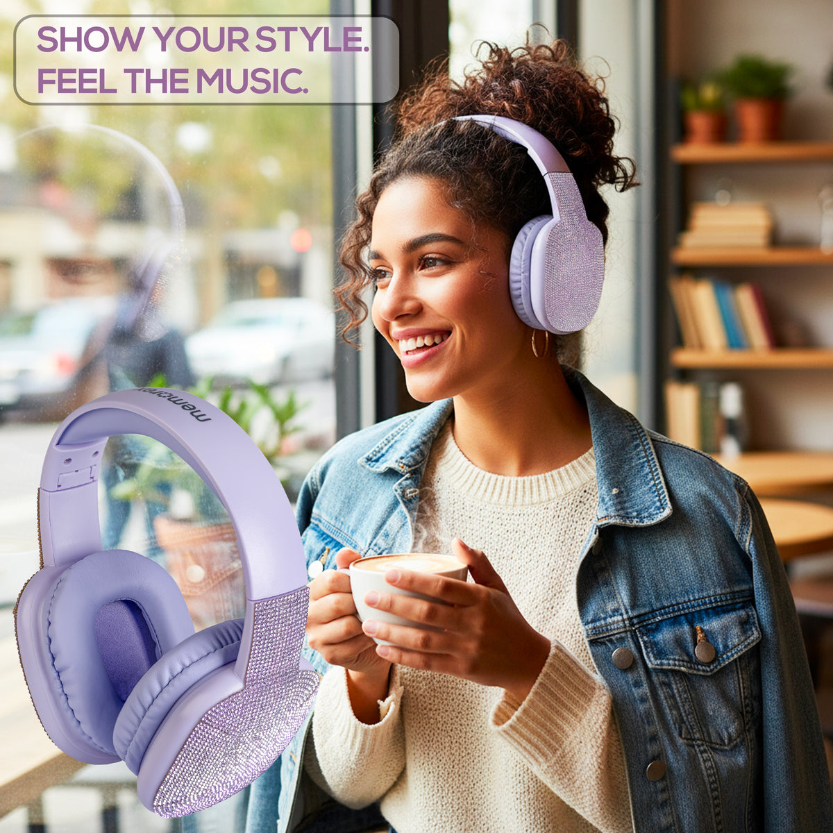 Memorex Faux Diamond-Encrusted Wireless Bluetooth Headphones