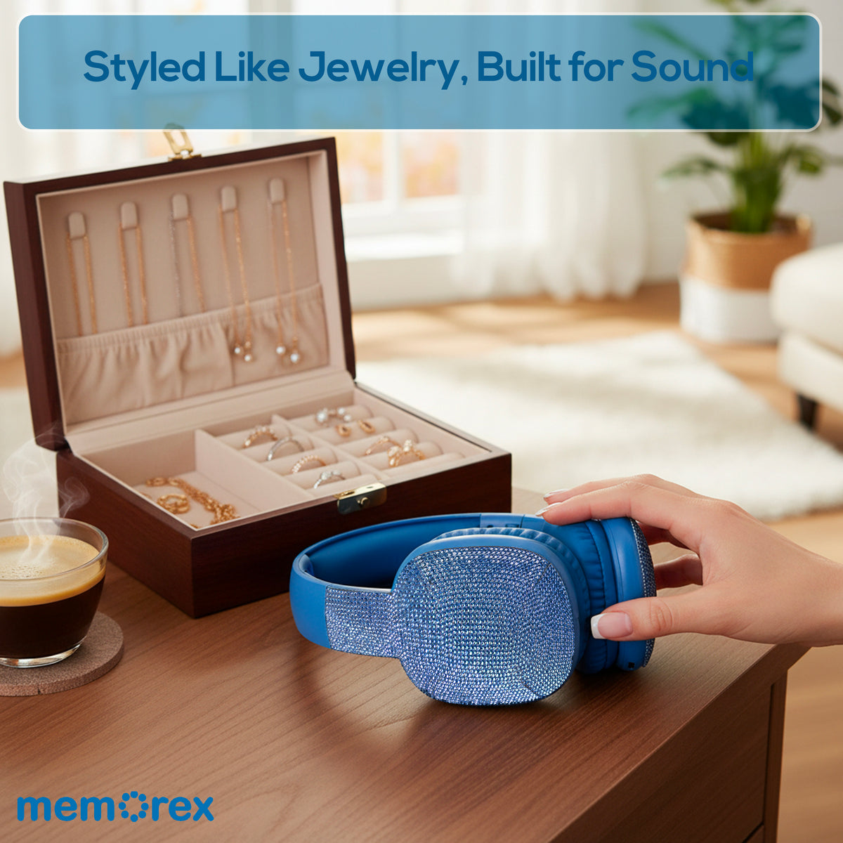 Memorex Faux Diamond-Encrusted Wireless Bluetooth Headphones
