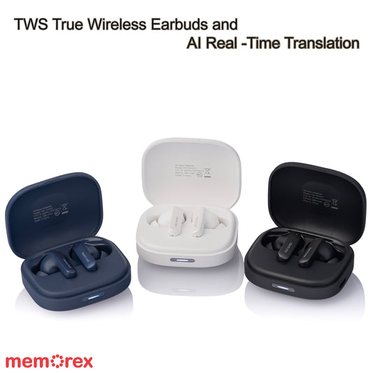 Memorex True Wireless Translation Earbuds | AI Real-Time Language Translation (144 Languages)