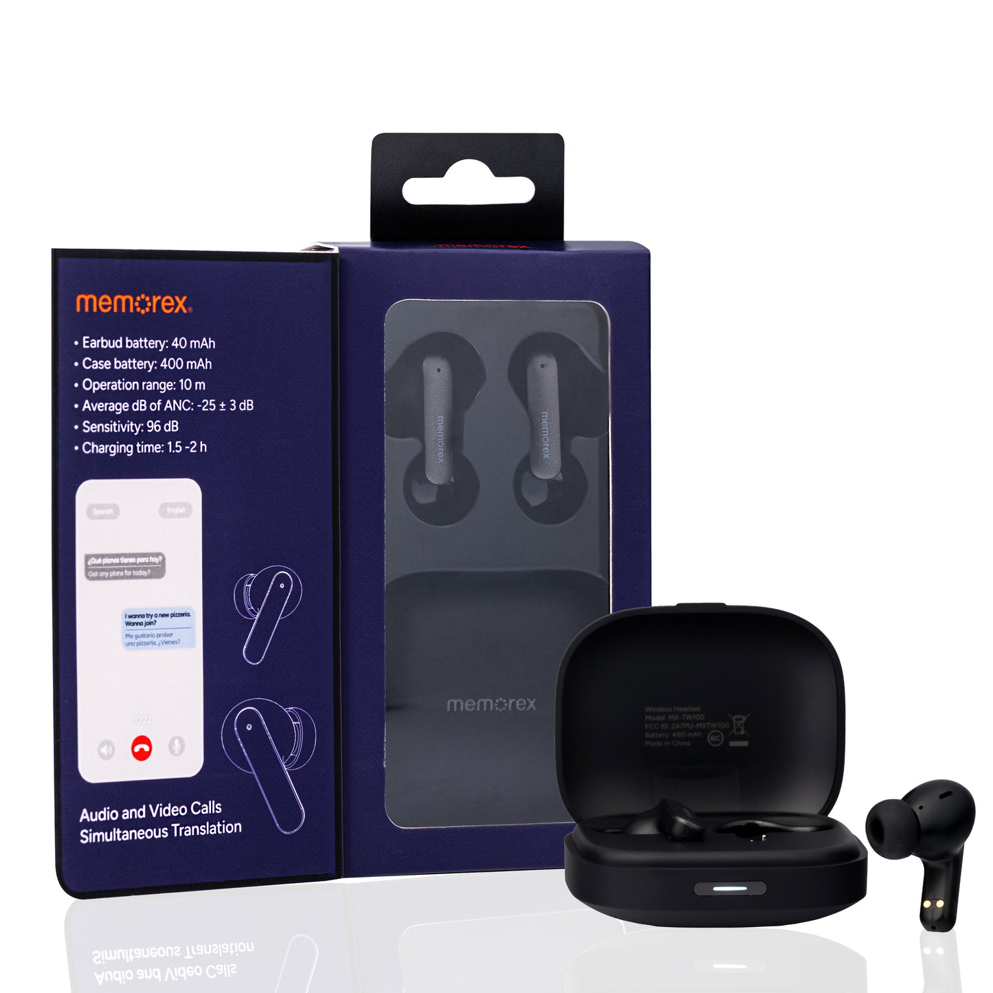 Memorex True Wireless Translation Earbuds | AI Real-Time Language Translation (144 Languages)