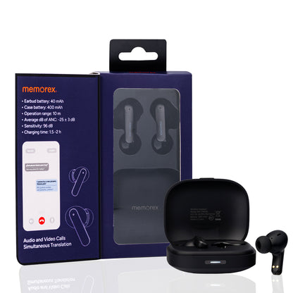 Memorex True Wireless Translation Earbuds | AI Real-Time Language Translation (144 Languages)