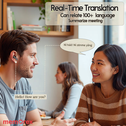 Memorex True Wireless Translation Earbuds | AI Real-Time Language Translation (144 Languages)
