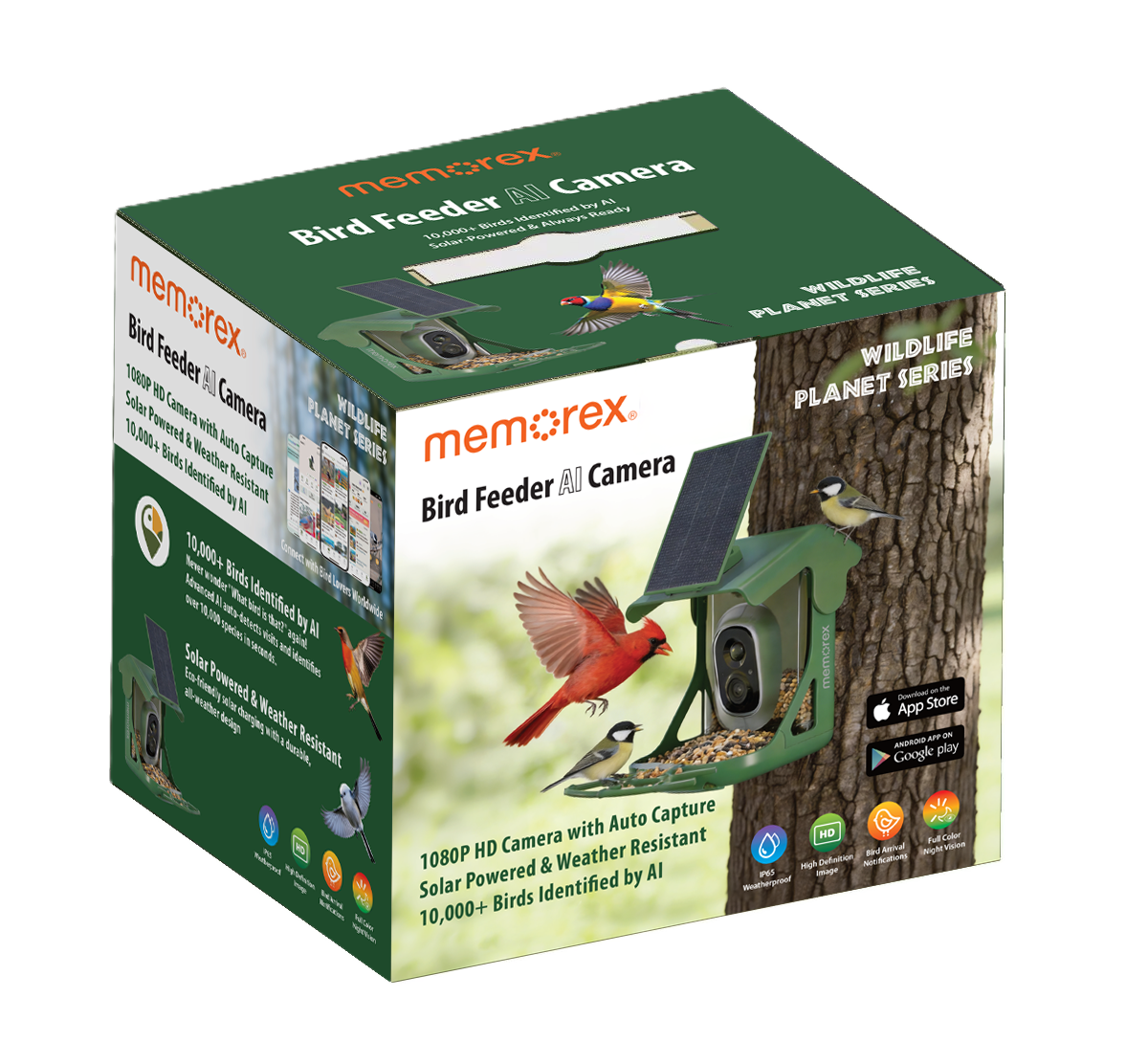 Memorex Solar WiFi Smart Bird Feeder Camera, AI Bird Identification, 2.5K HD, Birding Community App