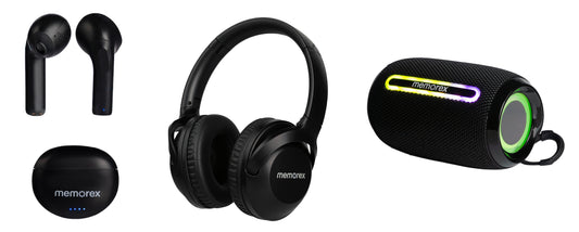 Memorex 3-in-1 Wireless Audio Bundle: Headphones, True Wireless Earbuds & Bluetooth Speaker