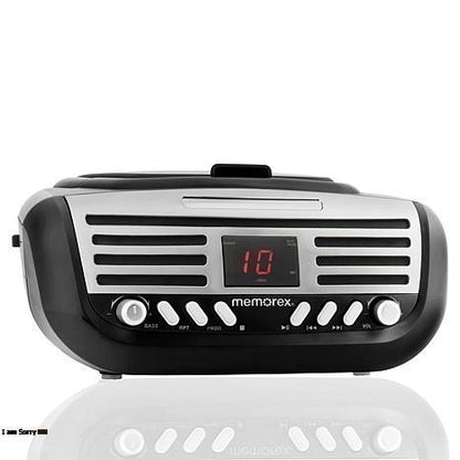 Memorex Retro AM/FM Radio Boombox | Top-Loading CD Player, Bluetooth & Aux-In
