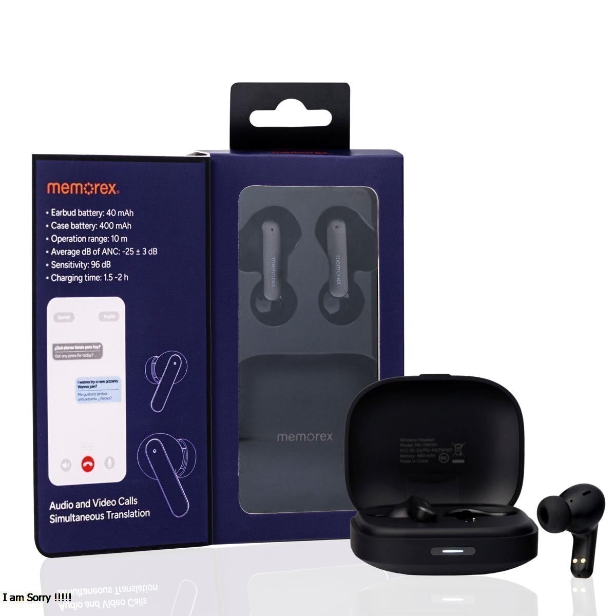Memorex True Wireless Translation Earbuds | AI Real-Time Language Translation (144 Languages)
