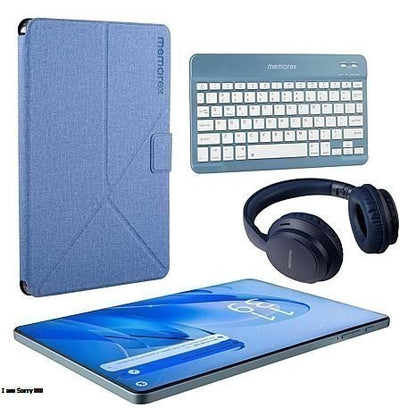 Memorex 11” Android 14 Tablet Bundle | 128GB, 4GB RAM, Keyboard, Case & Wireless Headphones