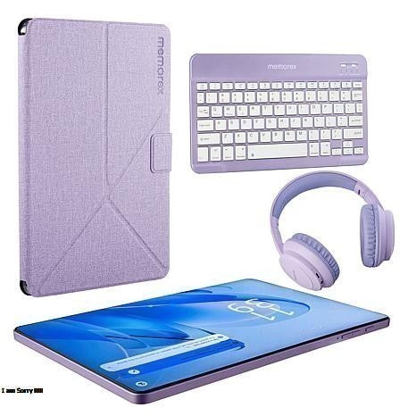Memorex 11” Android 14 Tablet Bundle | 128GB, 4GB RAM, Keyboard, Case & Wireless Headphones