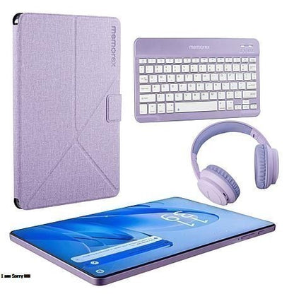 Memorex 11” Android 14 Tablet Bundle | 128GB, 4GB RAM, Keyboard, Case & Wireless Headphones