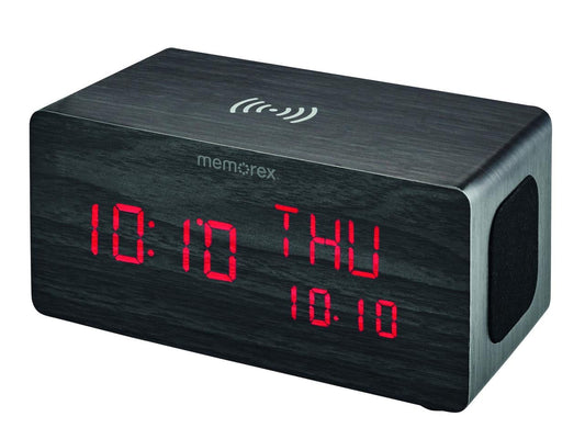 Memorex Bluetooth LED Alarm Clock With Fast Speed Wireless Charger, Bluetooth 5.0 Enabled Desk Clock