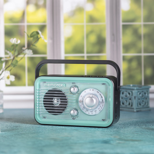 Memorex MX-BR100 | Retro Style Rechargeable AM/FM/Shortwave Radio | Tabletop Radio with TF Card & USB Playback, 2000mAh Battery | Rotary Telescopic Antenna