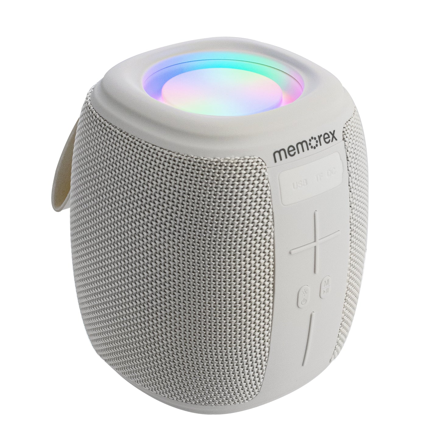 Memorex MX-BTS10(W) | Bluetooth Speaker | Wireless Speaker with Bluetooth 5.1 | USB/TF/FM Radio, Hands-Free Calling, LED Lighting, USB-C Fast Charging, Portable Speaker for Home & Outdoor (White)