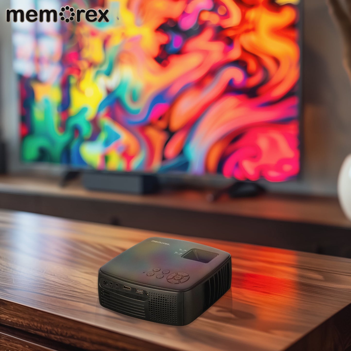 Memorex MX-PJS100 | 720P Bluetooth Projector with 100” Screen | HDMI/USB/AV Inputs | 90 ANSI Lumens, Built-In Speaker, and Wireless Audio Streaming