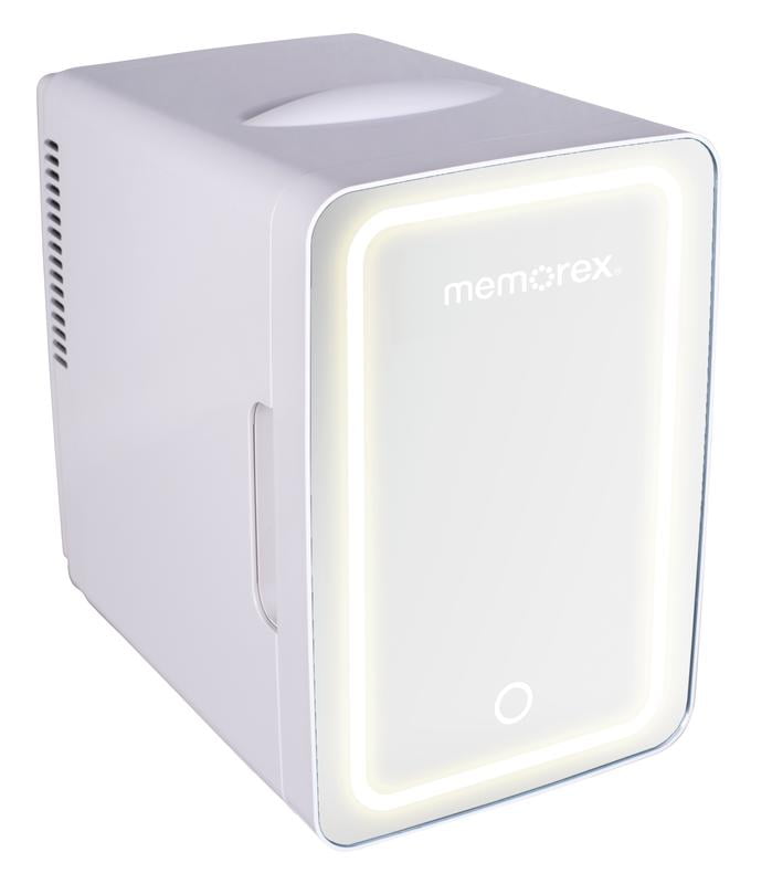 Memorex Mini Makeup Fridge Portable Refrigerator with Lighted Mirror, 6.5L-Capacity, 120V