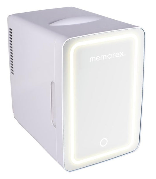 Memorex Mini Makeup Fridge Portable Refrigerator with Lighted Mirror, 6.5L-Capacity, 120V