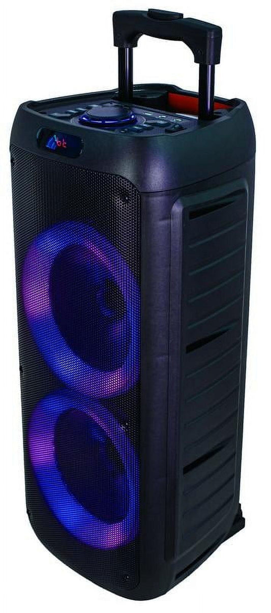 Memorex Pump Extreme Dual 8” Party Speaker with LED Light Display, Bluetooth 5.0 Technology Karaoke Speaker, 60W