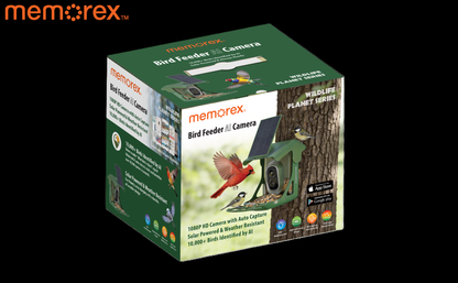 Memorex Solar WiFi Smart Bird Feeder Camera, AI Bird Identification, 2.5K HD, Birding Community App