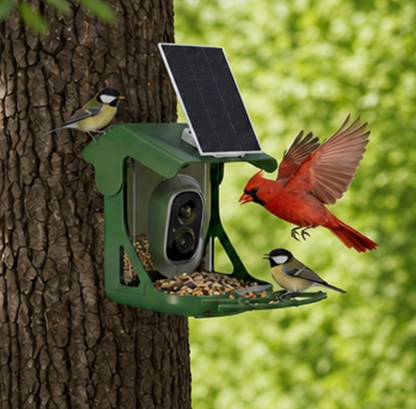 Memorex Solar WiFi Smart Bird Feeder Camera, AI Bird Identification, 2.5K HD, Birding Community App