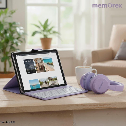 Memorex 11” Android 14 Tablet Bundle | 128GB, 4GB RAM, Keyboard, Case & Wireless Headphones