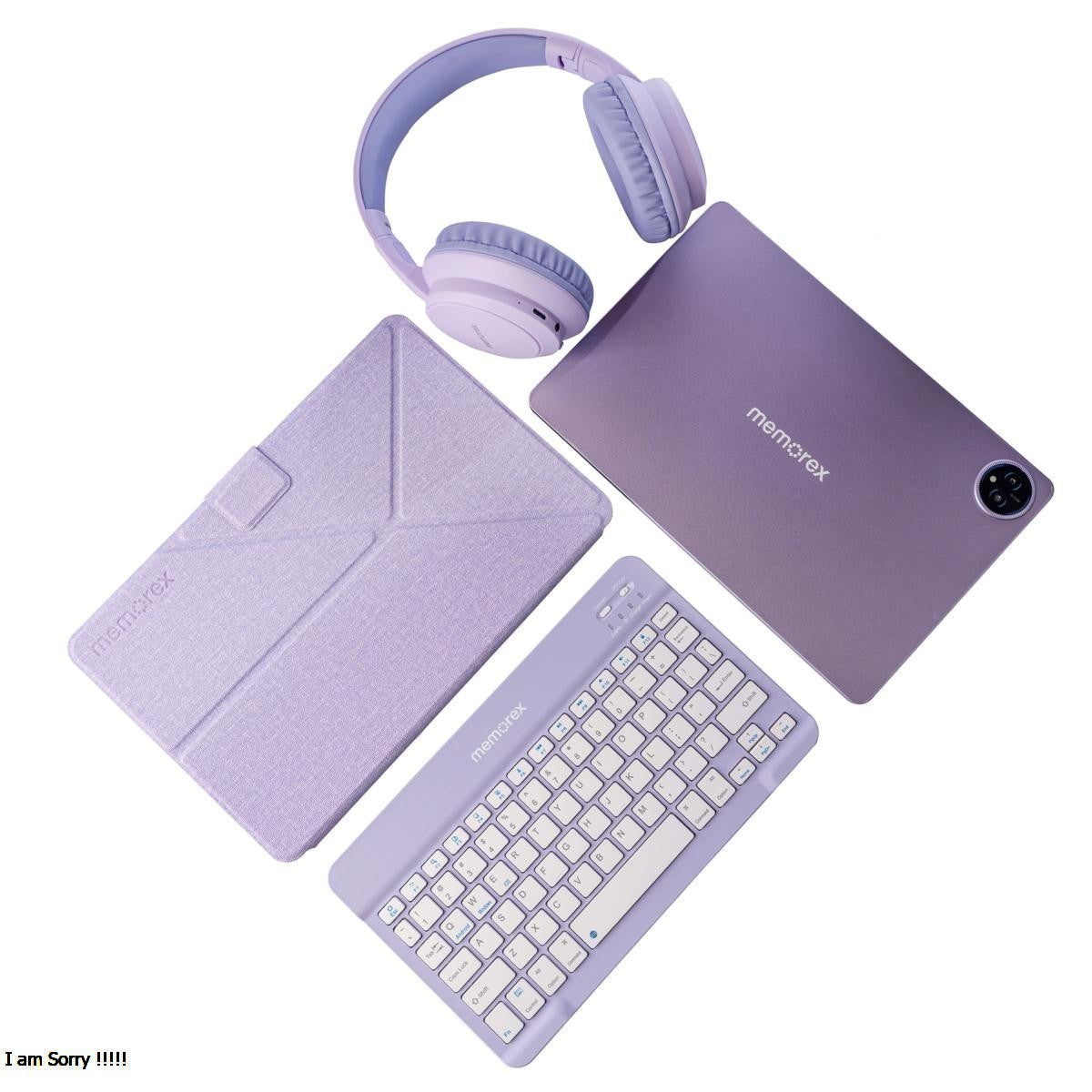 Memorex 11” Android 14 Tablet Bundle | 128GB, 4GB RAM, Keyboard, Case & Wireless Headphones