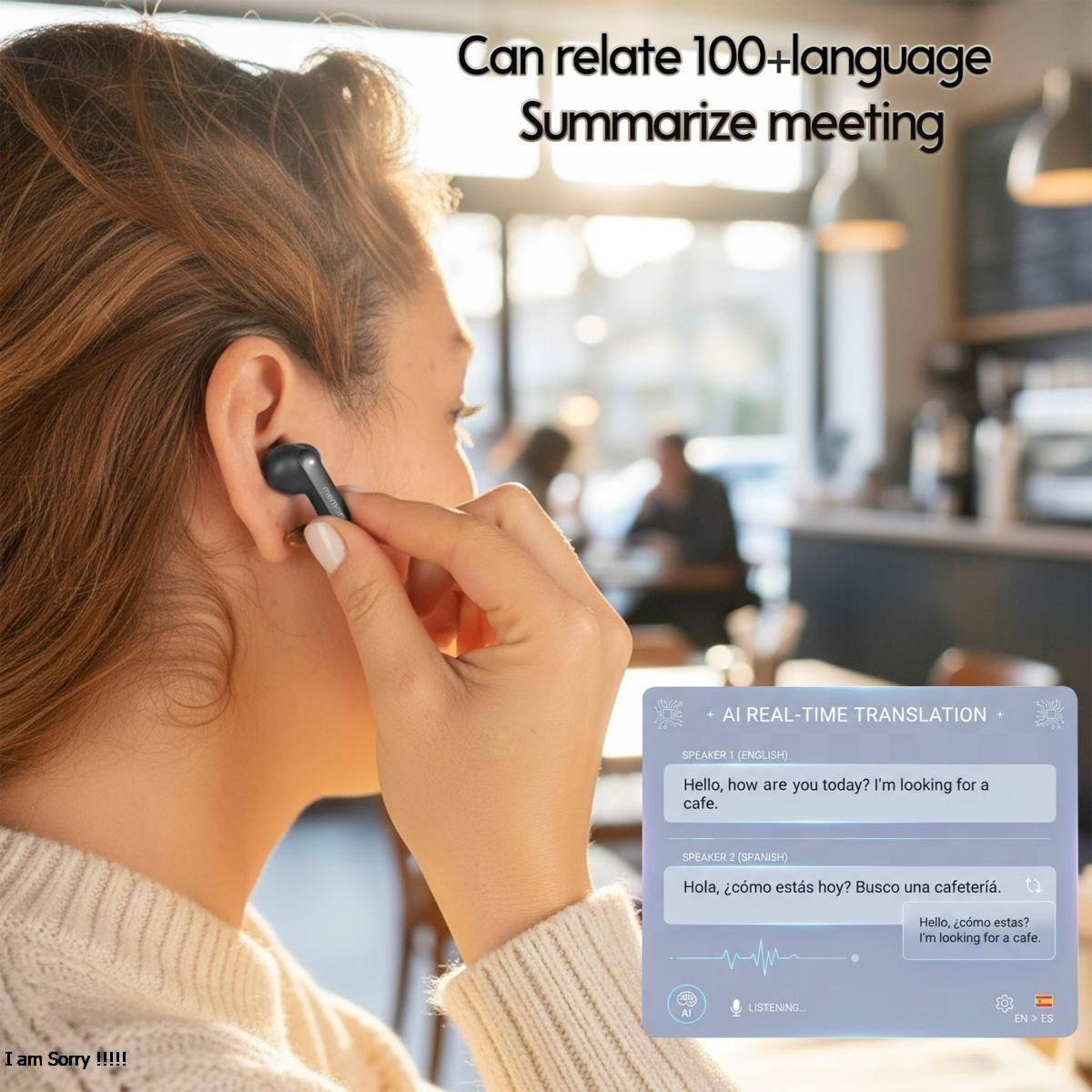 Memorex True Wireless Translation Earbuds | AI Real-Time Language Translation (144 Languages)