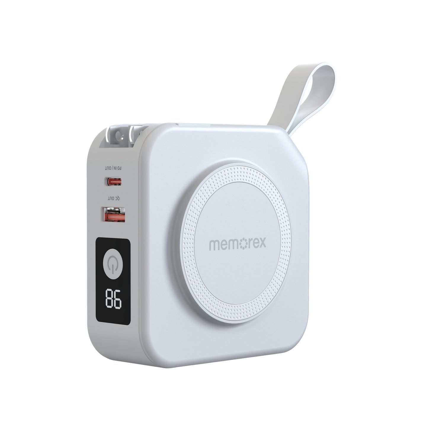 Memorex 5-in-1 Travel Power Bank – 10,000mAh  All-in-One Fast Charging | Built-In Cables | Wireless Charging | Foldable AC Plug | MX-PB10K