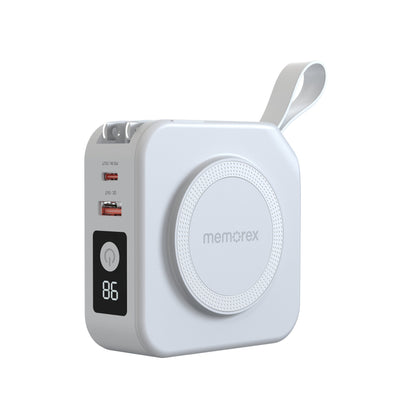 Memorex 5-in-1 Travel Power Bank – 10,000mAh  All-in-One Fast Charging | Built-In Cables | Wireless Charging | Foldable AC Plug | MX-PB10K